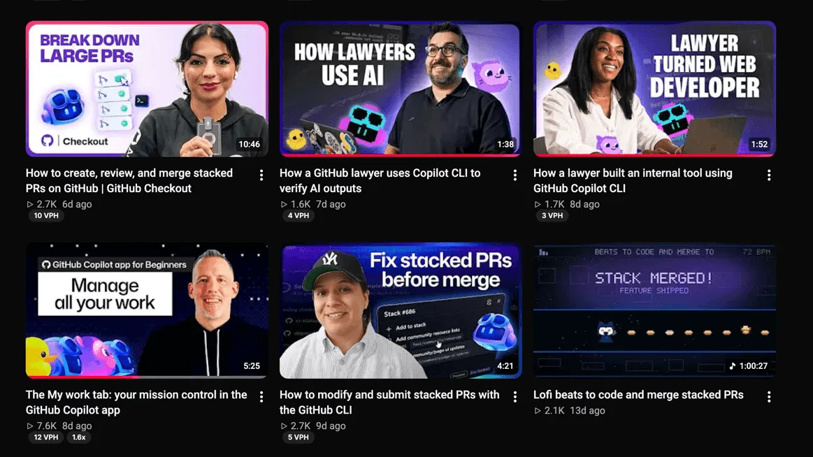 GitHub YouTube channel videos about mixed topics