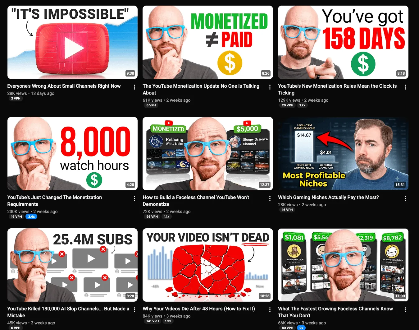 VidIQ video examples about creator concerns