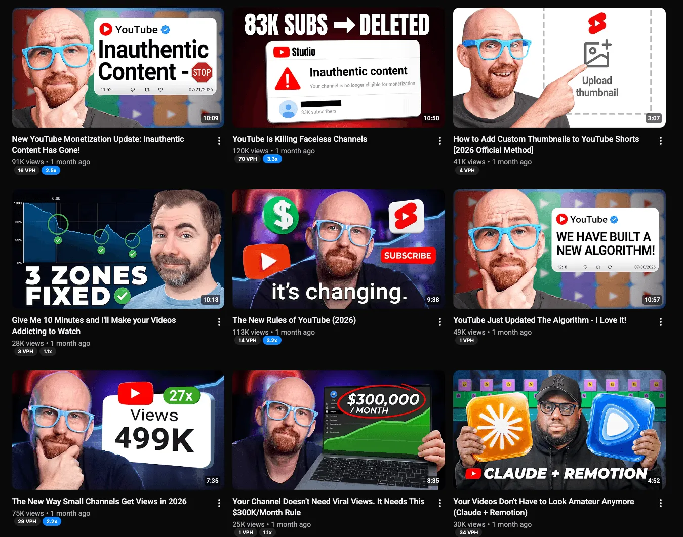 VidIQ thumbnail layout examples